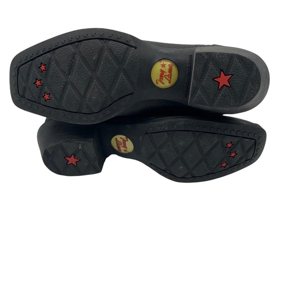 Tony Lama Black Leather Lucky Star Embroidered Square Toe Cowgirl Boot Size 7.5 - Picture 6 of 9